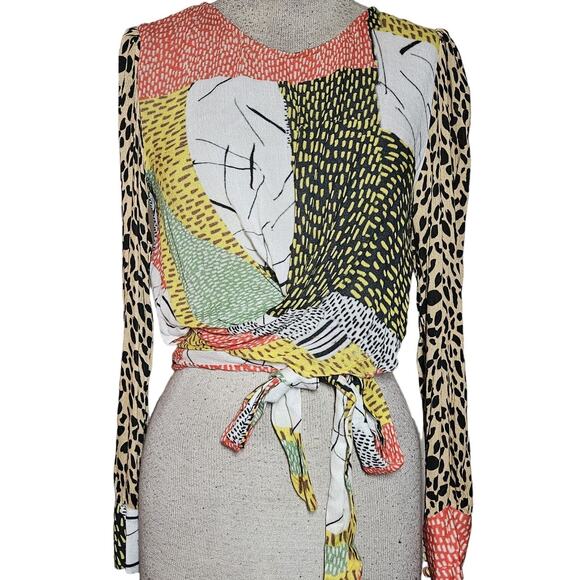 Multicolor Wrap Blouse Size XS - Picture 1 of 4